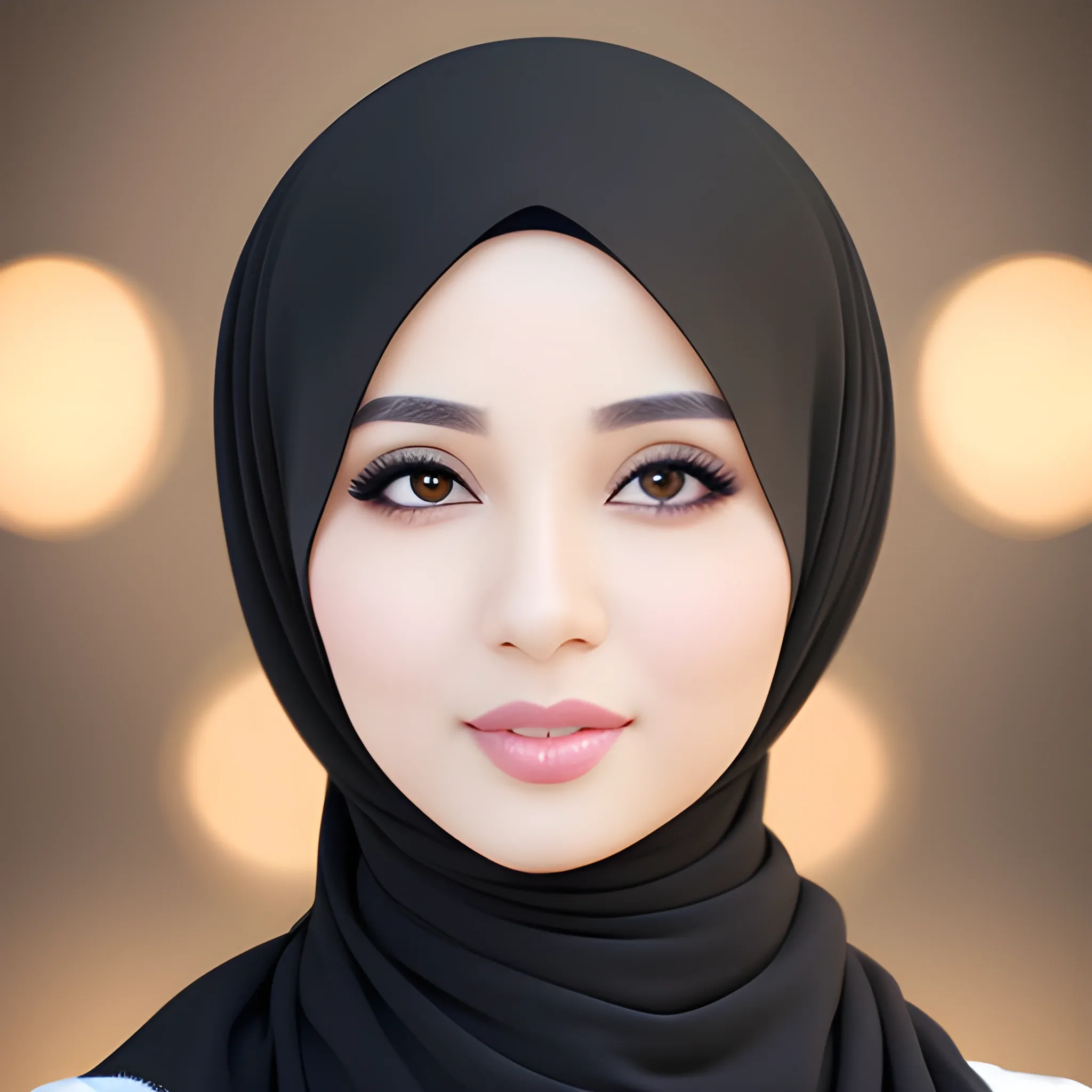 beautiful women, elegant, happy, hijab, standing , black hair, s ...